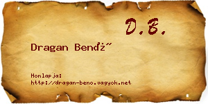 Dragan Benő névjegykártya